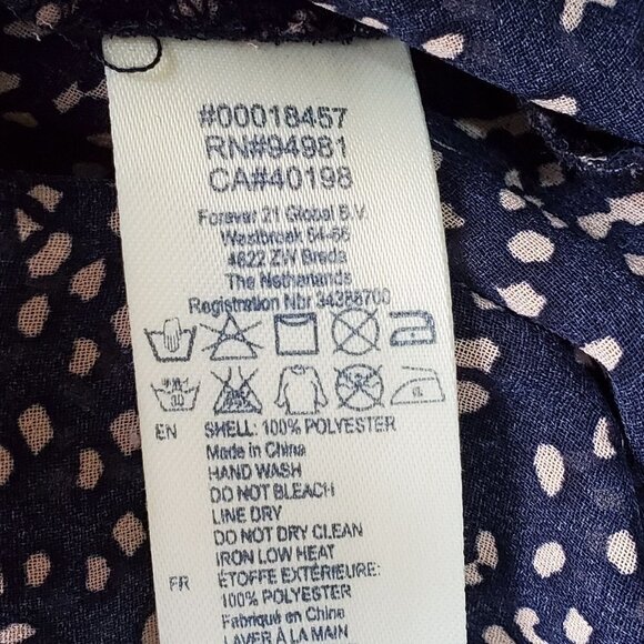 Blue Polka Dot Halter Chemise Dress Ruffled Hem I Love H81 Button Front Small - Picture 8 of 8